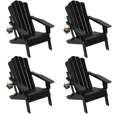 Ensemble de 6 chaises de patio en PEHD Adirondack avec porte-gobelets Adirondack
