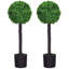 Set of 2 artificial plants boxwood ball trees in pot