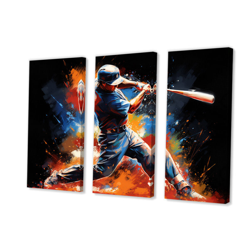Baseball Swing Of Emotion III - Ensemble de décorations murales de sport, H 40 po x l 60 po x P 1 po