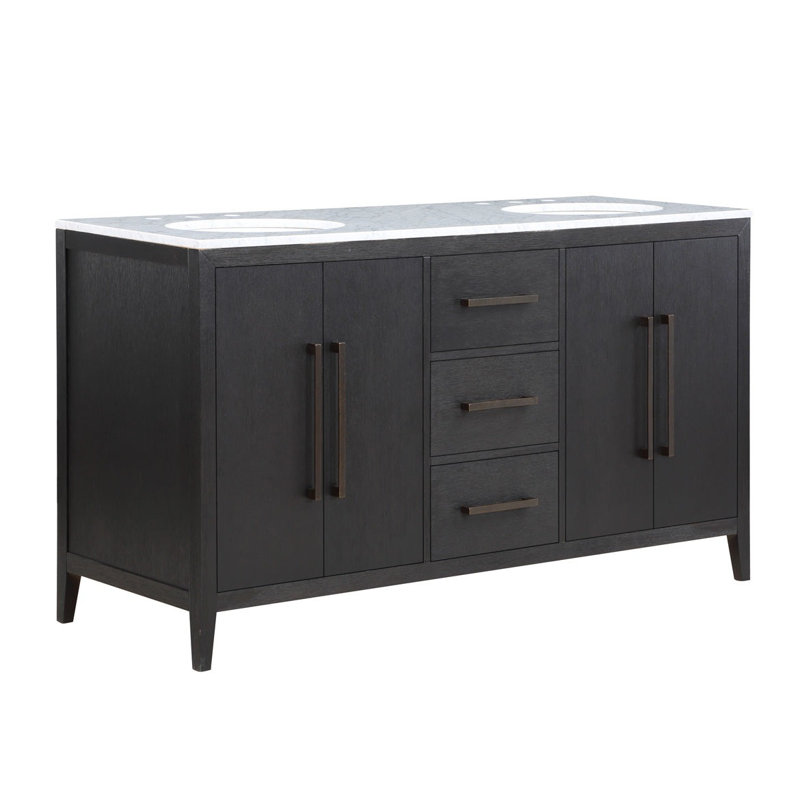 Chelsea 60" Double Bathroom Vanity Set, Dark Weathered Oak
