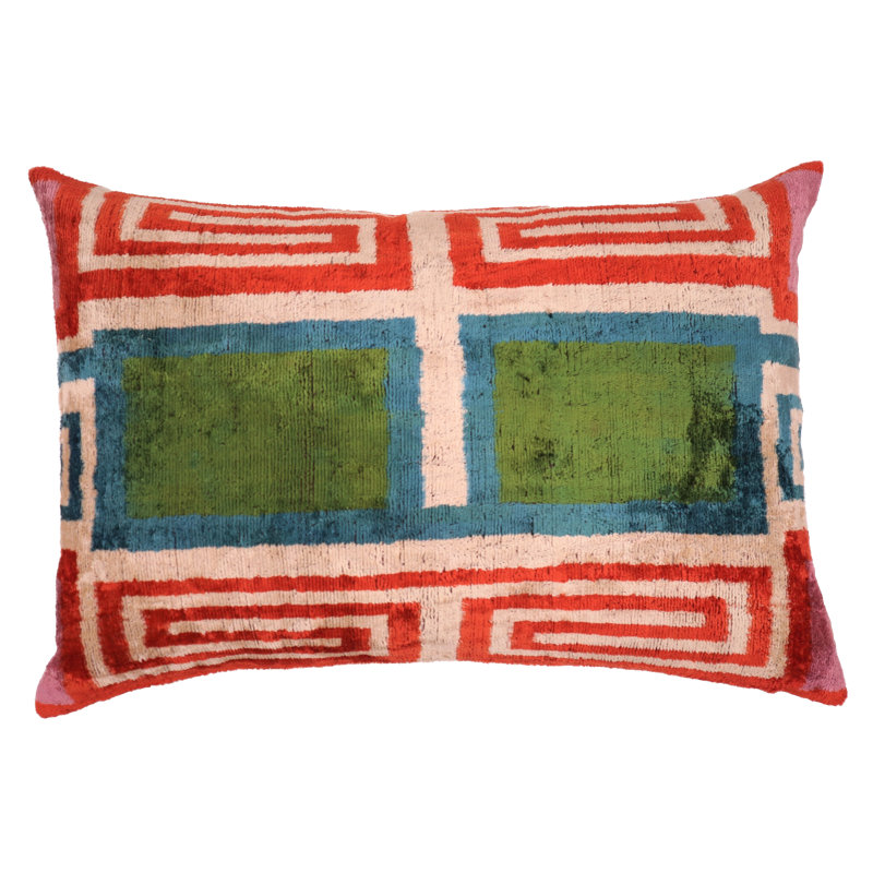 Lumbar Pillow Cover & Insert, Green/Orange/Beige