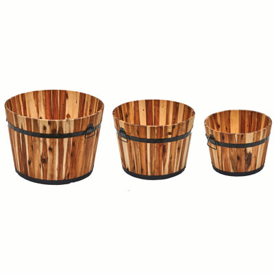 Ensemble de pots de fleurs en bois de d’acacia 3 pièces nested Matus