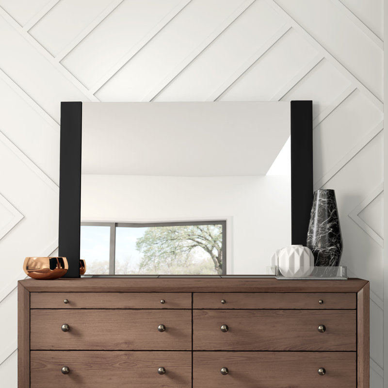 Newmarch Engineered Wood Flat Wall Mirror, Wenge
