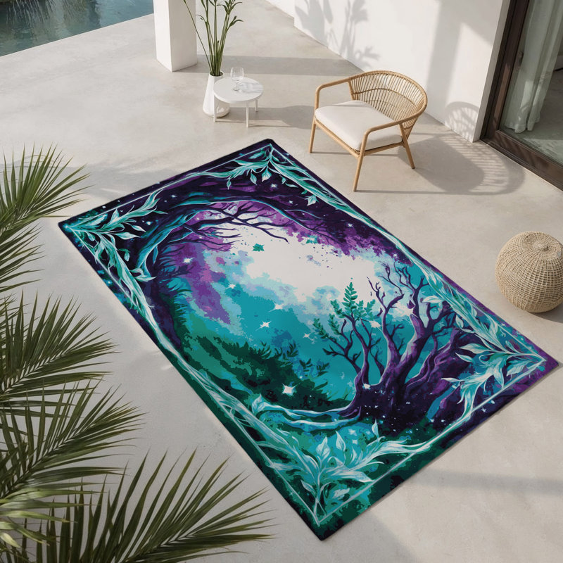 Ethereal Bloom Indoor And Outdoor Area Rug, Rectangle 1'6" x 2'6"