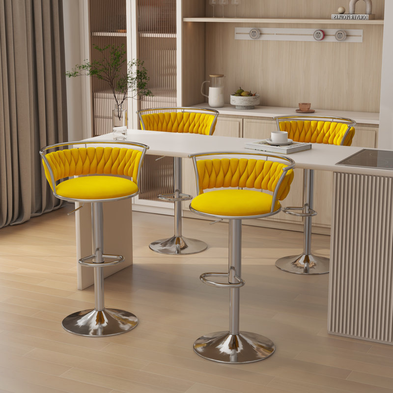 Tabouret de bar Christal, Argent, Jaune