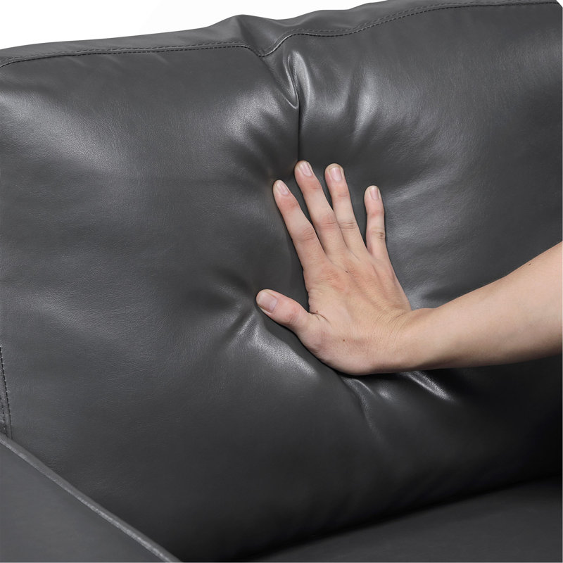 Causeuse de canapé en cuir massif Modern, Gris foncé