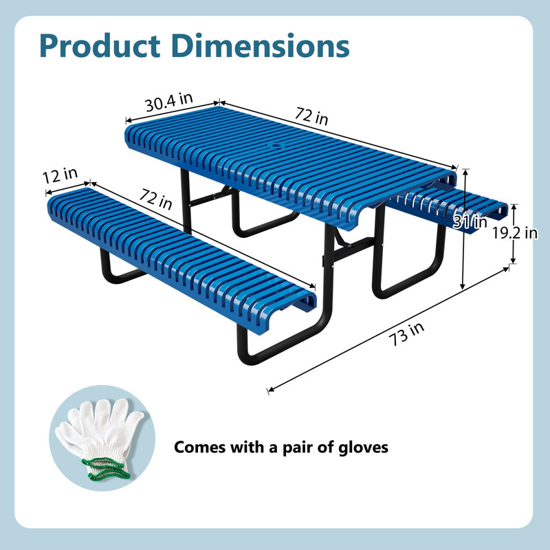 Outdoor Picnic Table , 72 " W 73 " D