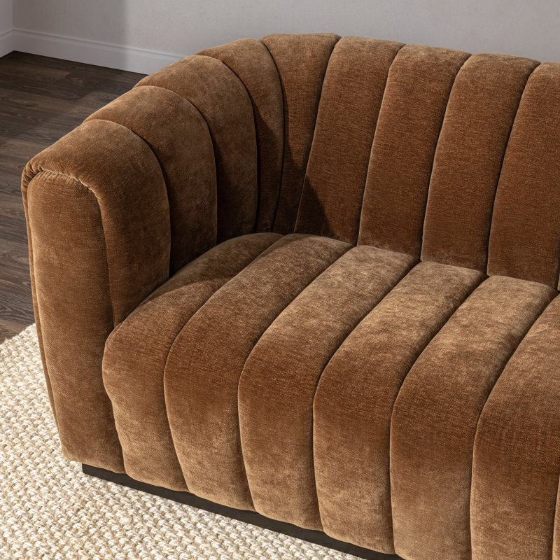 Bronze Velvet Tufted Sofa with Solid Wood Frame
