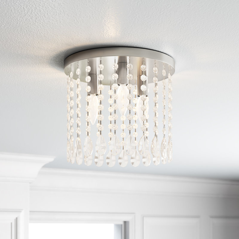 Plafonnier encastré 3 lumières 11 po, Nickel brossé