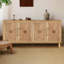 Carved Flower Door Large Storage Cabinet With Metal Handle Suitable for Living Room, Kitchen, Entryway-1086091475