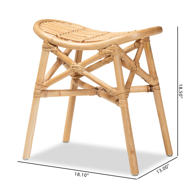 Elgon Natural Brown Rattan Bohemian Footstool