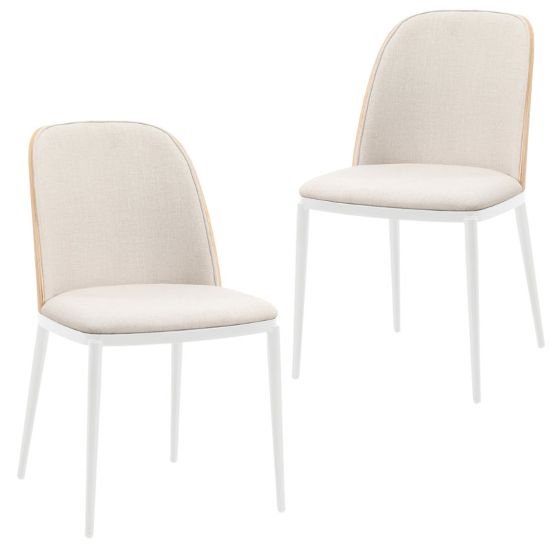 Kelce Full Back Side Chair, Bois naturel / beige, Simple