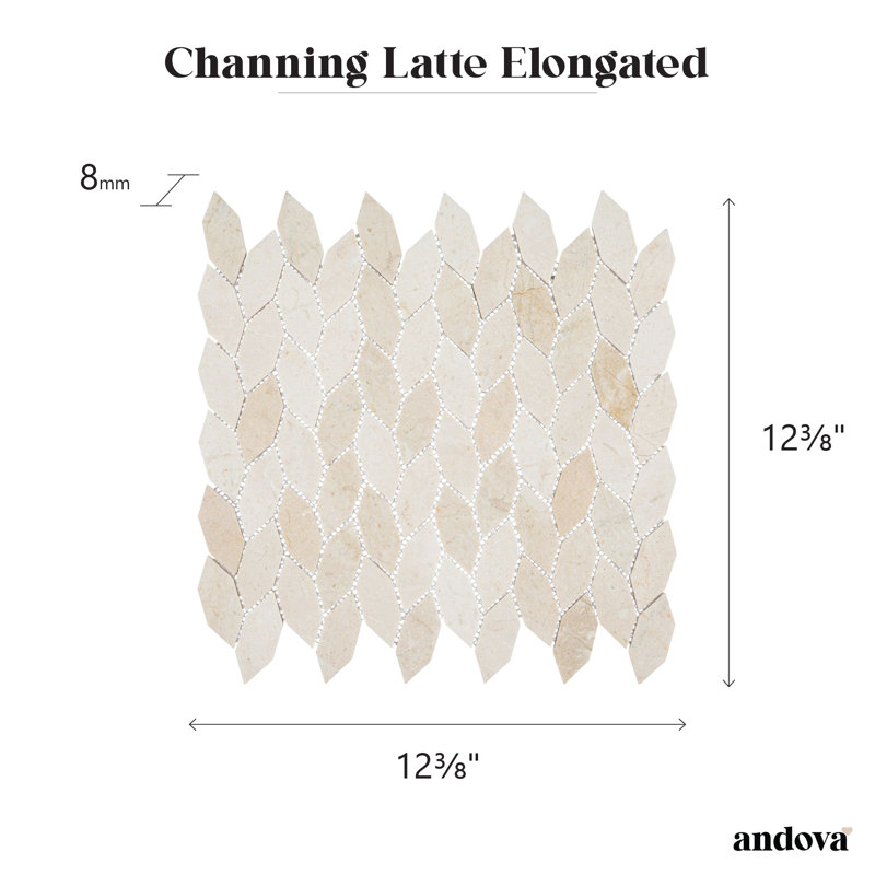 Channing 1 in. x 2.5 in. Honeycomb Polished Stone Tile, Latte Elongated He