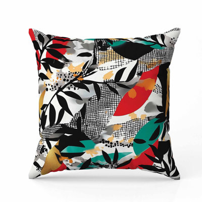 Leafy Collage Faux Suede Pillow