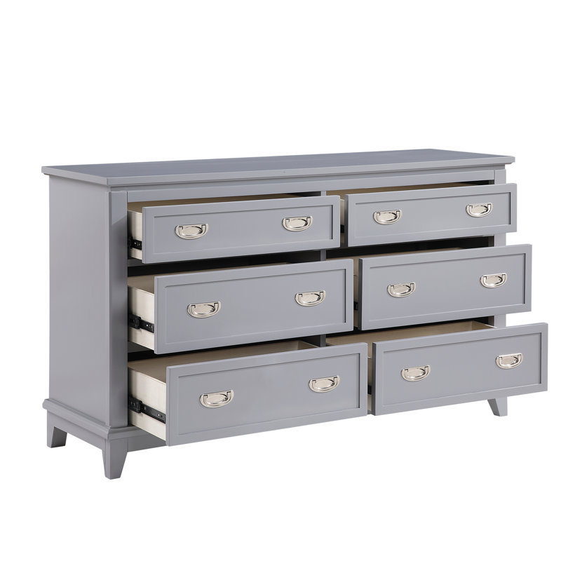 Commode avec 6 tiroirs, meubles de chambre à coucher modernes en bois 1pc, Gray