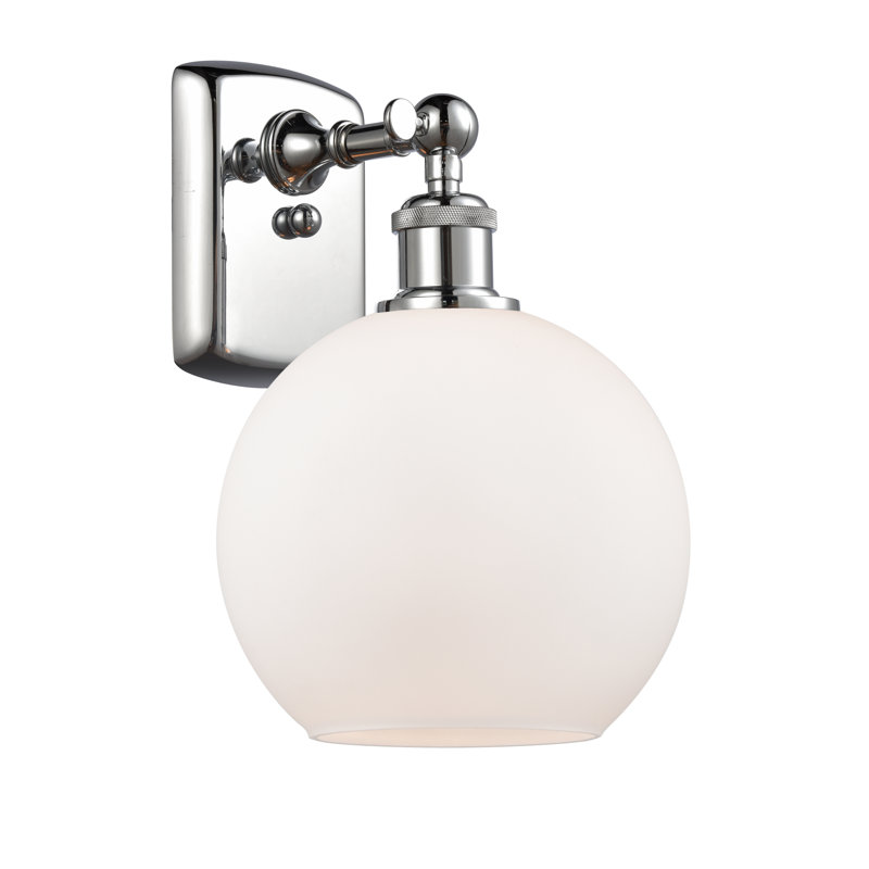 Applique murale 1 lumière 8 po Shauna 8 po, Blanc mat, DEL, Chrome poli