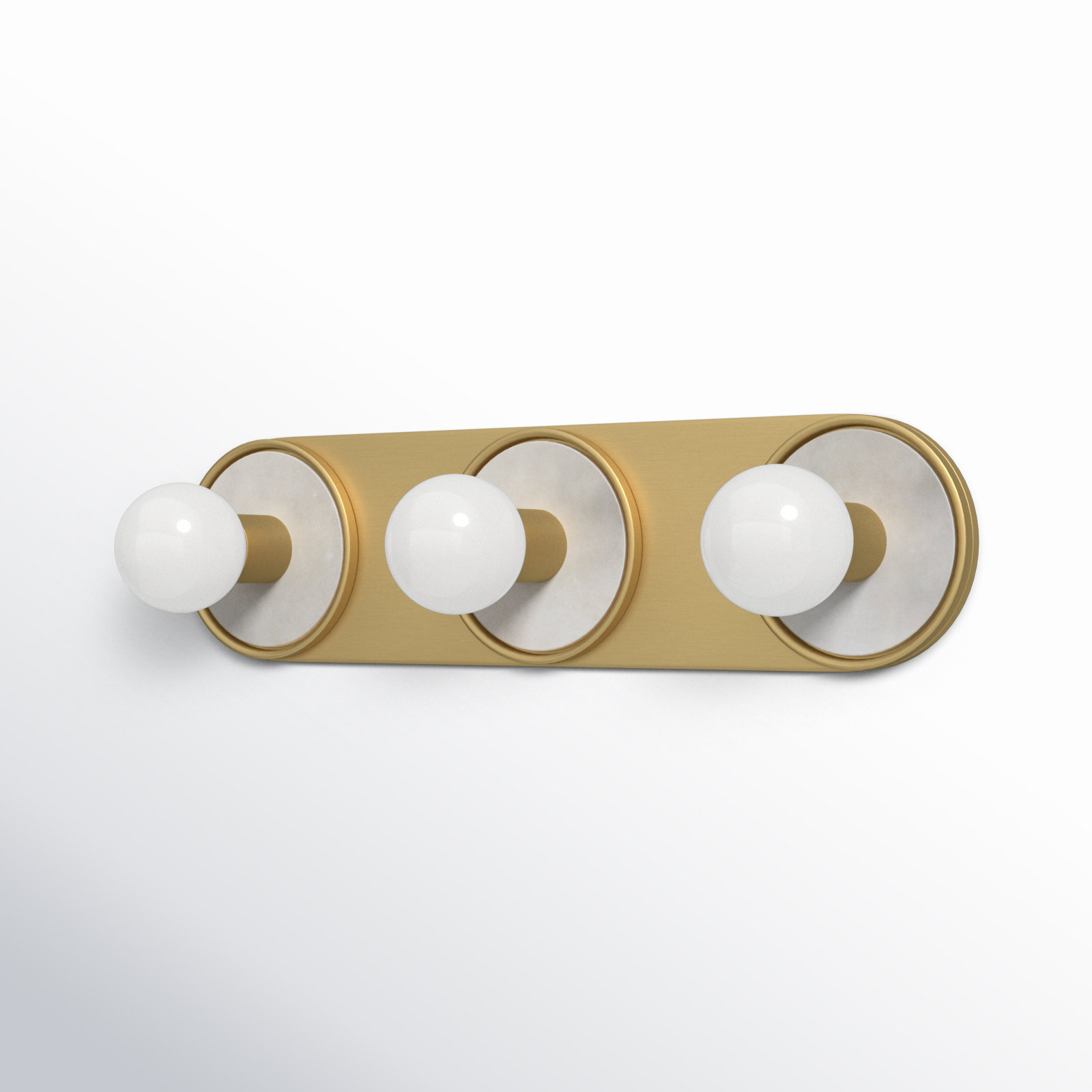 Rocha 3 Light Alabaster Dimmable Bath Bar, No, White Alabaster/Natural Aged Brass