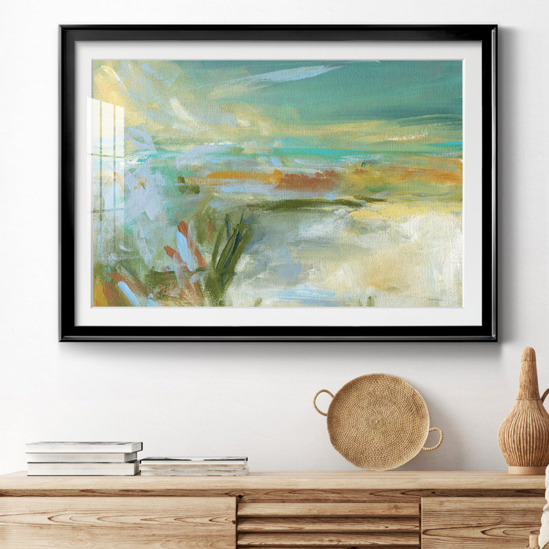 Plage de sable - peinture encadrée, H 22,5 po x l 30,5 po x P 1,5 po, Cadre noir