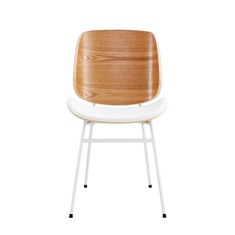 Irina Leather Side Chair Dining Chair, White/Oak