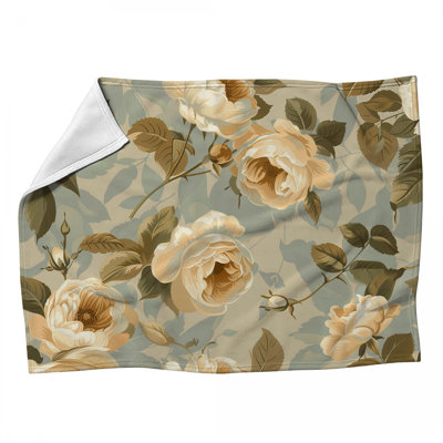 Rose Blossoms Fleece Throw Blanket - Floral Throws for Sofas or Beds