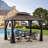 Sunjoy Hardtop Gazebo 10 x 12 ft. Outdoor Gazebo, Heavy Duty Steel Frame Gazebo, Double Roof Metal Gazebo with Ceiling Hook and Removable Netting Sidewalls-87748724