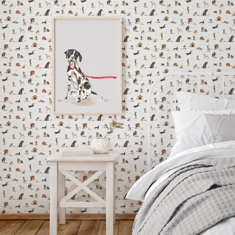 Kids and Teens Collection Doggies Wallpaper Roll, Red