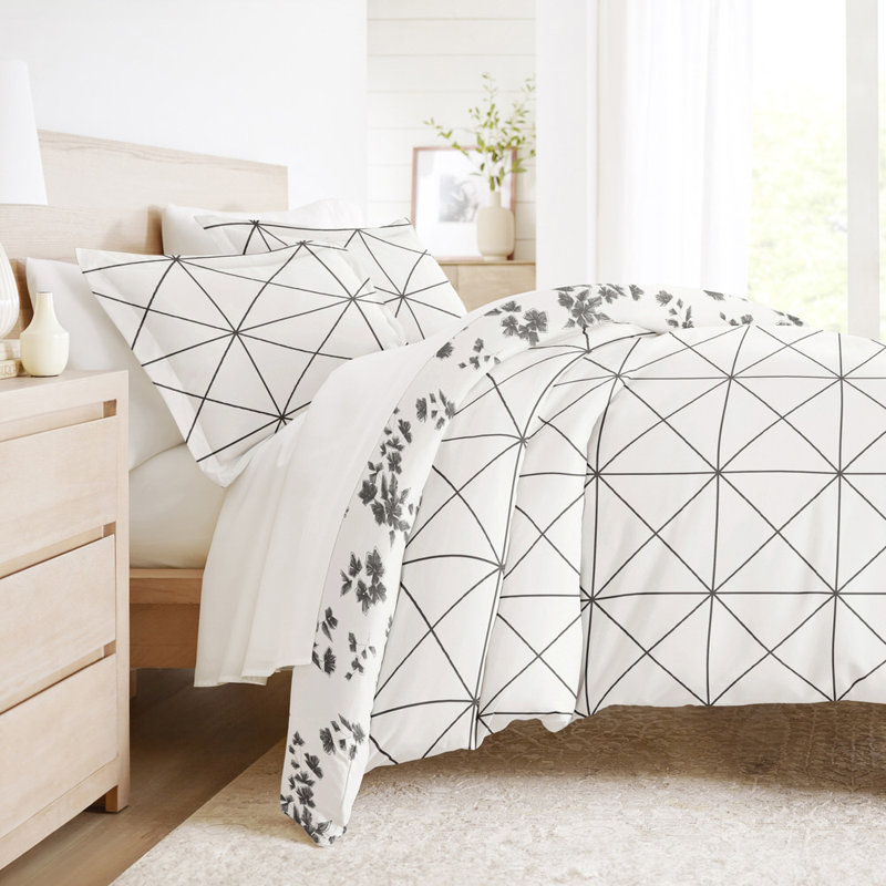 Ensemble de housse de couette en microfibre à motif de literie ultra douce, Housse de couette pour très grand lit et 2 taies 