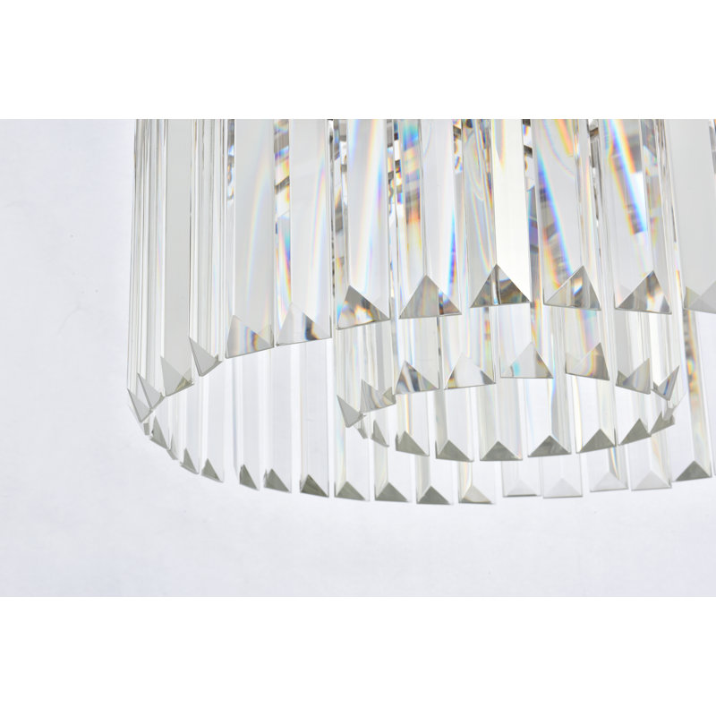 Yazmin 6 - Light Dimmable Drum Chandelier, Clear, Polished Nickel