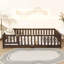 Lit double pleine grandeur avec clôture et porte, lit en bois d'hévéa avec garde-corps de sécurité-2124208088-2124208089