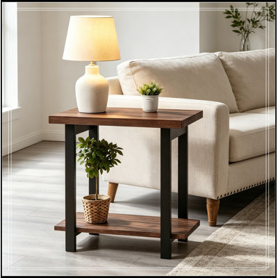 Table d'appoint en bois avec tablette ouverte