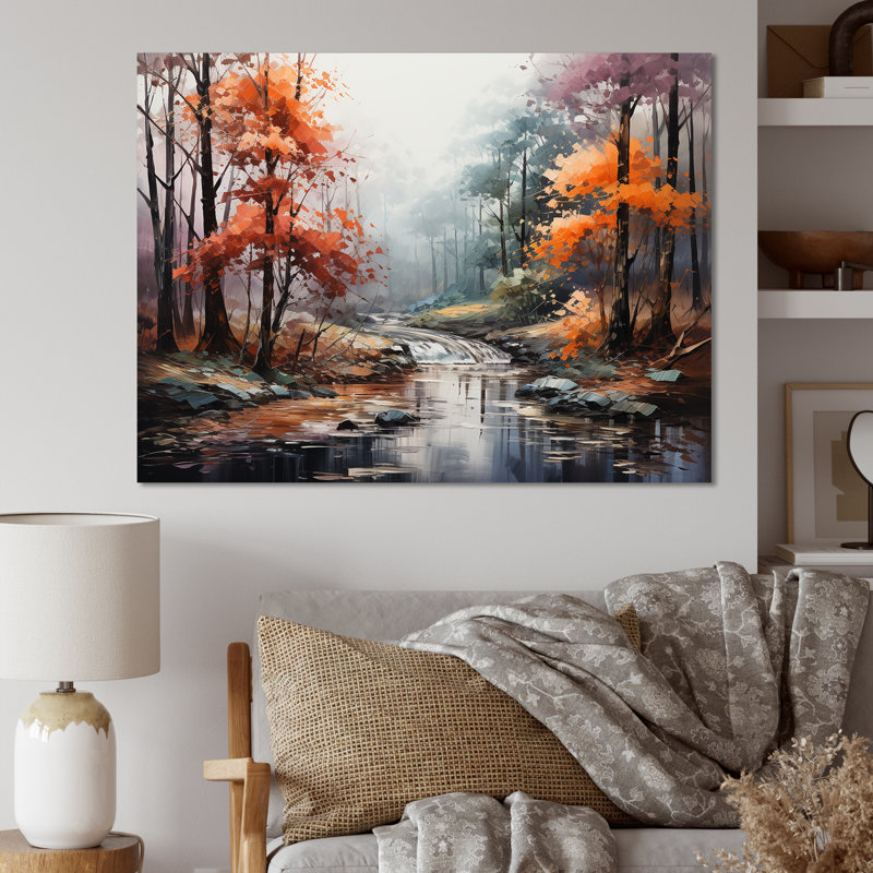 Mystic Nostalgia Autumn Forest I - Art mural forêt, Toile tendue, H 16 po x l 32 po x P 1 po