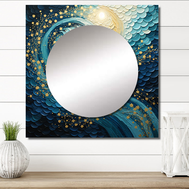Glacier Glacial Sprial Pointillism III - miroir mural carré Glacier pour chambre à coucher, 23 po x 23 po