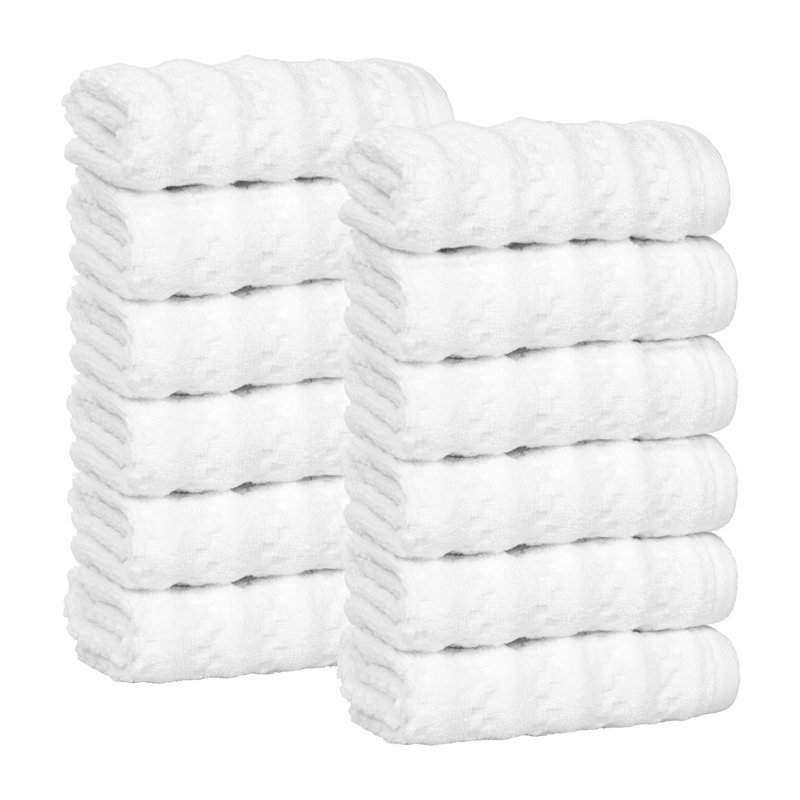 Zuma Zero Twist Cotton Medium Weight Face Towels Washcloths, White