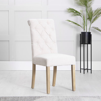 Wing Button Back Scroll Top Chair