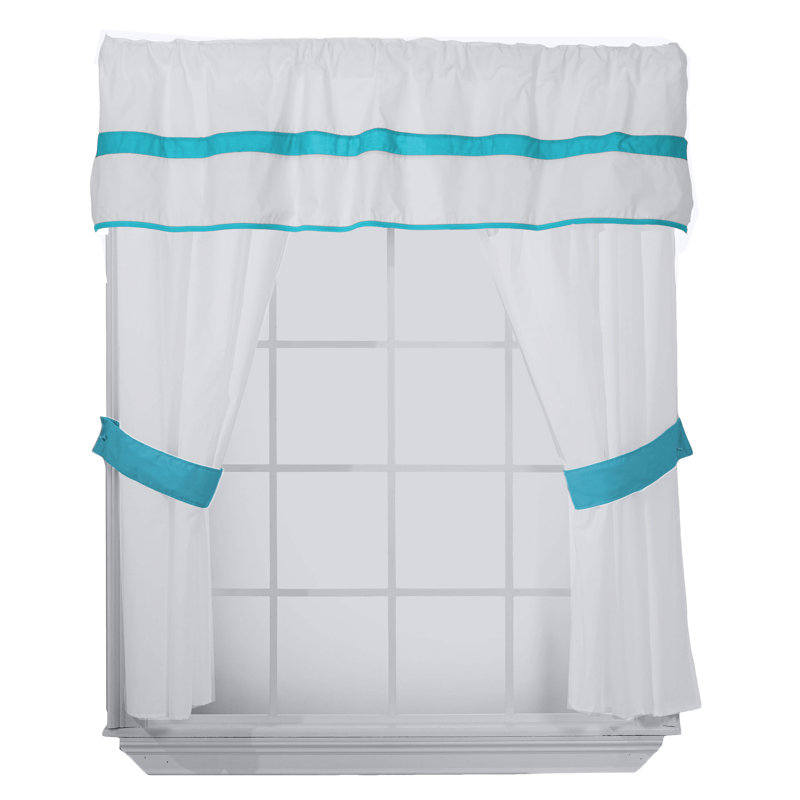 Cotton Blend Curtain/Drape, Aqua