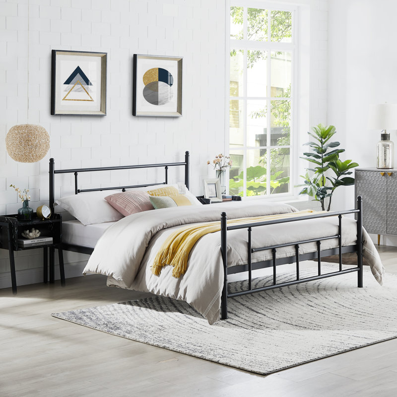 Zunera Modern Bed Frame with Headboard & Footboard, Metal Bed Frame with headboard, Platform Bed, Queen