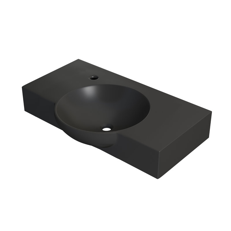 Lavabo central mural de 30 po avec support pour robinet côté gauche Chateau noir