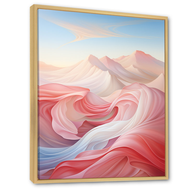 Bleu et rose clair, espièglerie abstraite I - impression, H 32 po x l 16 po x P 1 po, Cadre naturel flottant