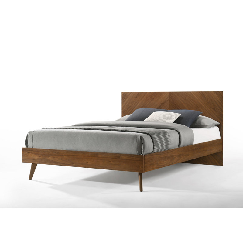 Nova Rem Platform Bed, Chevron Pattern Headboard, Queen
