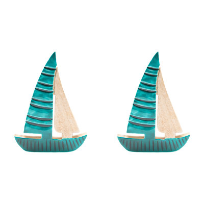 Haight Mango Wood Enamel-Coated Décor Sailboat - Set Of 2