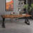 Rustic Pine Desk with Irregular Edge & X-Iron Legs-1758425164