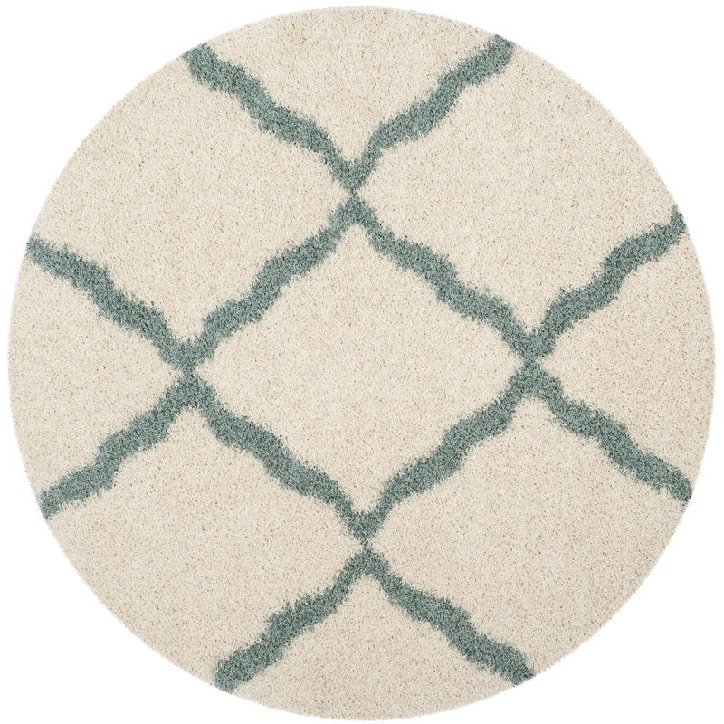 Tapis géométrique ivoire / écume de mer, Rond 6 pi