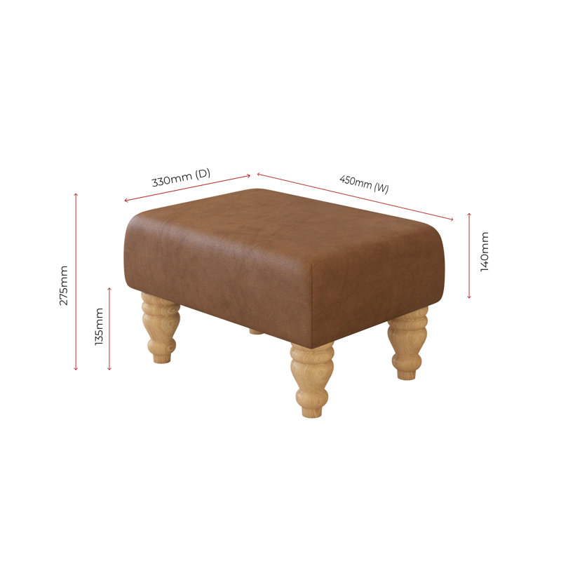 Manufactured Wood Accent Stool, Natural, Tan Beige, Italian Leather