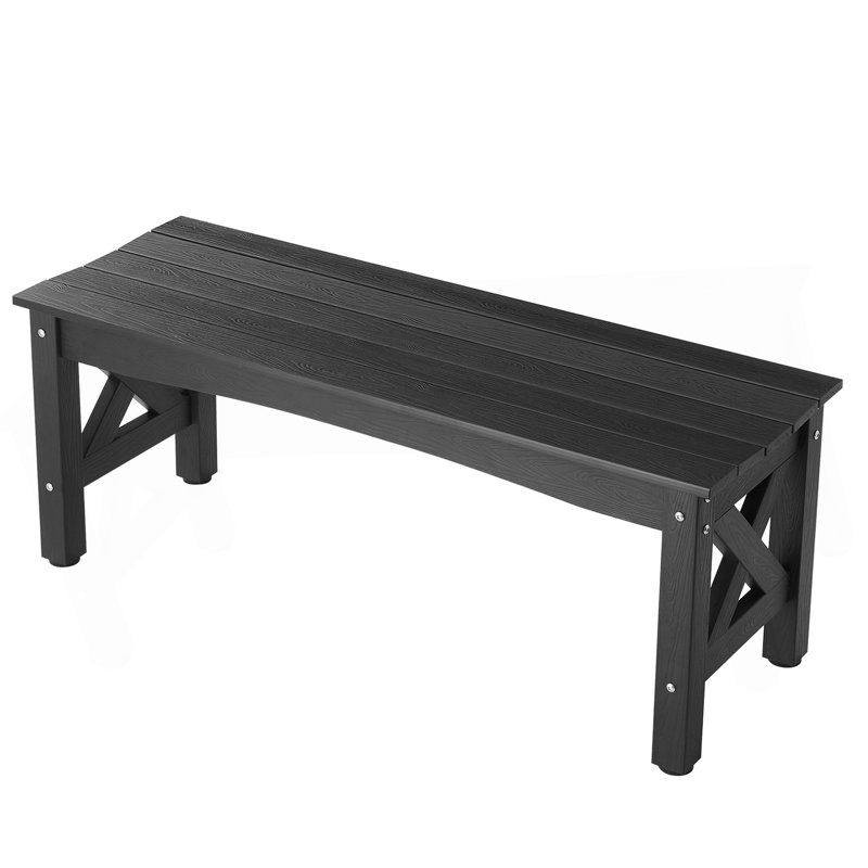 Banc d'extérieur 44,5 po en plastique résistant aux intempéries 600 lb noir