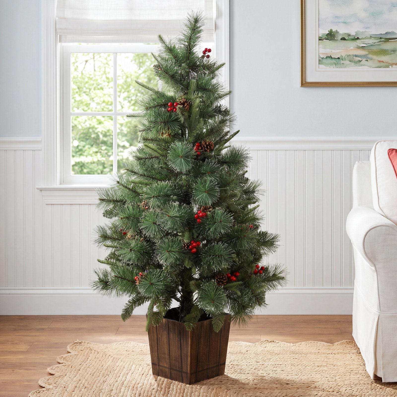 48" Pre-Lit Pinecone Berry Tree