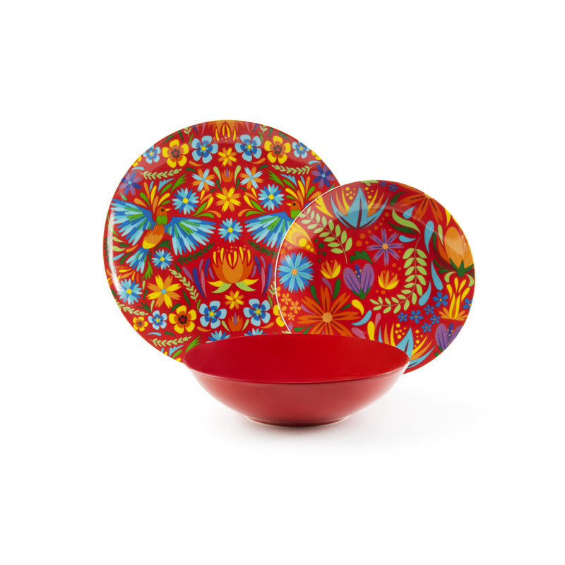 Mexican Flowers Piece Porcelain Dinnerware Set - Service for 6