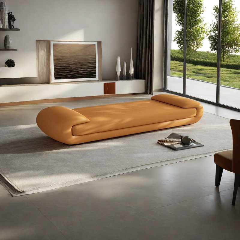 Banc rembourré en cuir Jacara, Orange