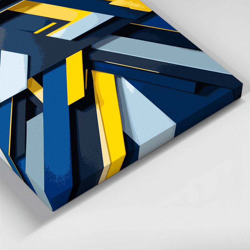 «Geometric Abstraction 17», art mural sur toile bleue, H 11 po x l 14 po