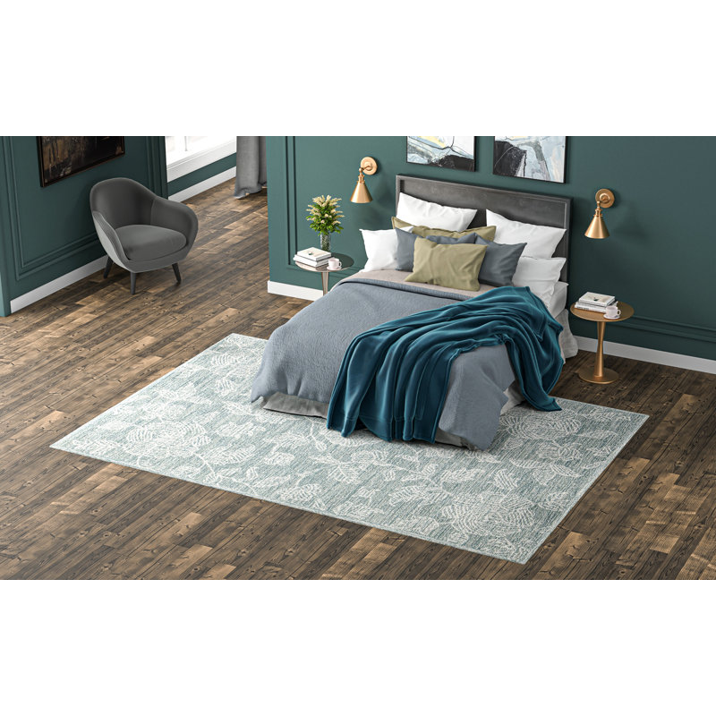 Handmade Teal Wool Rectangular Tufted Area Rug 3'6" x 5'6"