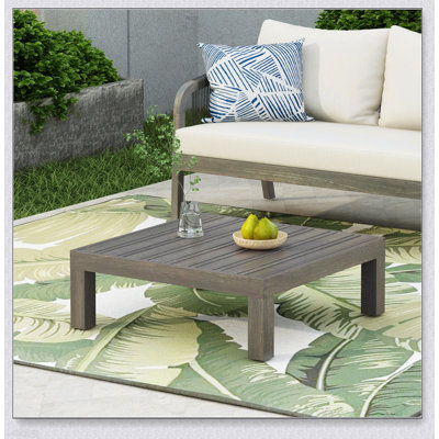 Table basse d'extérieur en bois d'acacia durable avec panneaux à lattes Oana / Brava pour patio et jardin modernes